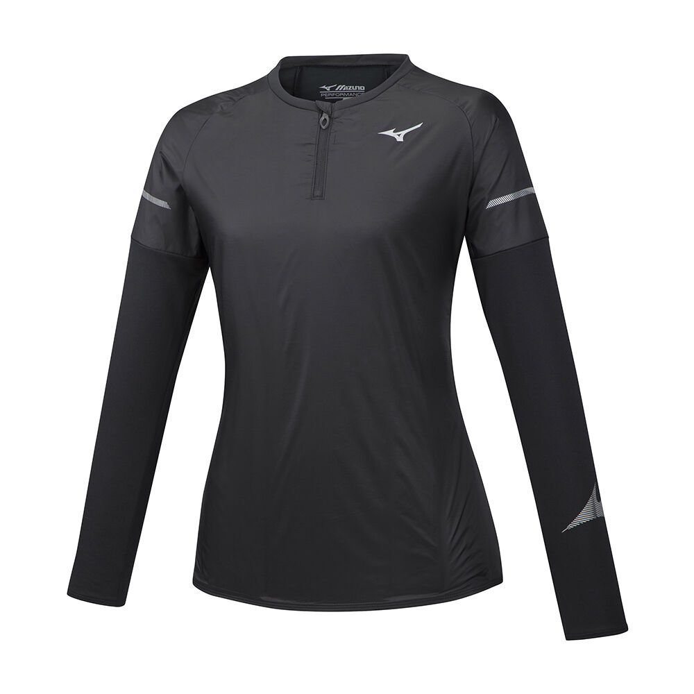 Camiseta Mizuno Running Hineri Hybrid LS - Mulher - Pretas - XMVRN4230